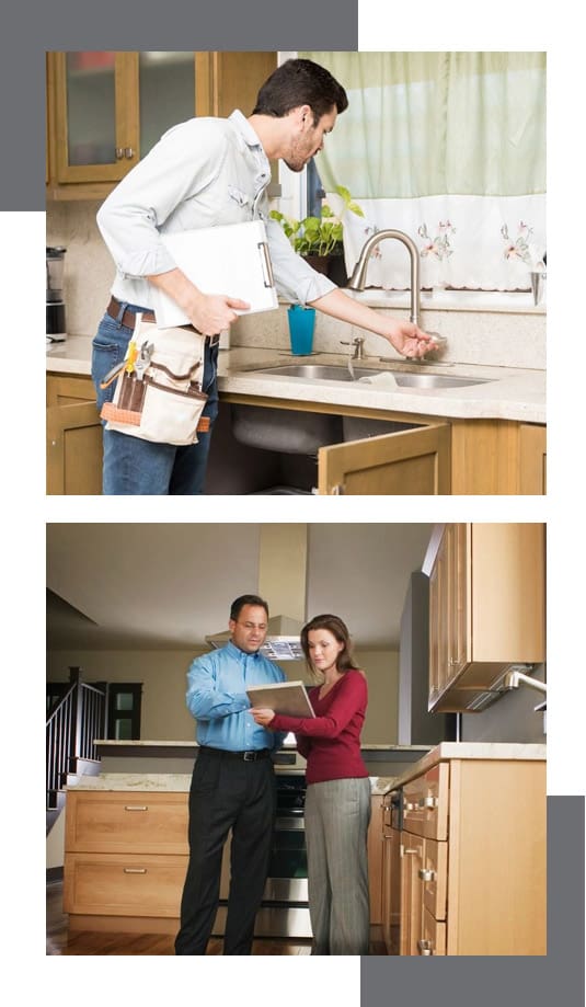 Latin plumber testing a kitchen faucet